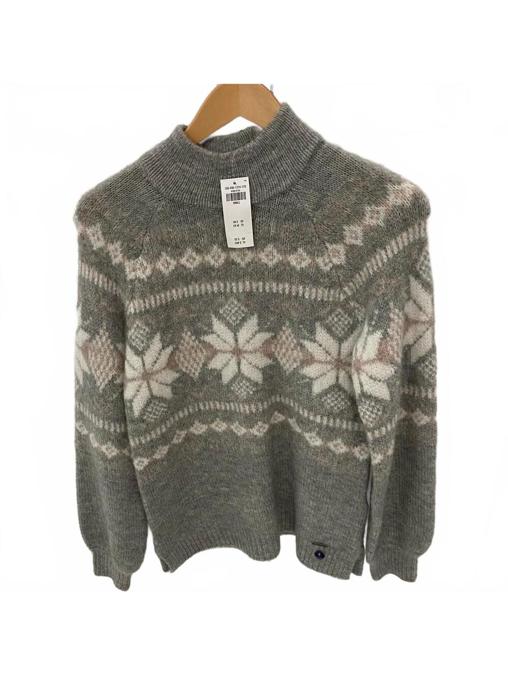 Abercrombie & Fitch Small Grey Snowflake Patterned Knit Sweater NWT